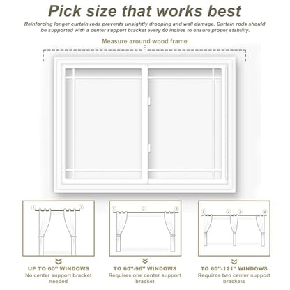 Heavy-Duty Single Hook Curtain Rod Holders No Drilling Needed - 2 Pieces