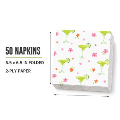 50pcs Lime Green Margarita Floral Napkins - Disposable Cocktail Party Supplies