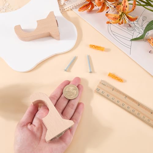 Wooden Curtain Rod Brackets 1.2 Inch Mount - Beech Wood Support, 1.9x3x0.8 Inch Variation