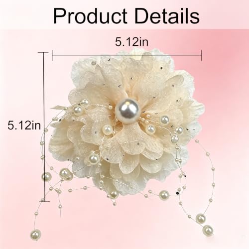 Apricot Organza Flower Curtain Brooch Pins Set of 4 - Decorative Floral Clips