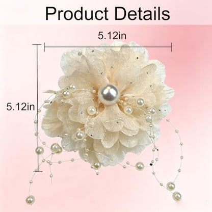 Apricot Organza Flower Curtain Brooch Pins Set of 4 - Decorative Floral Clips