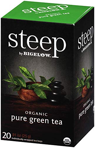 steep Organic Pure Green 20 Count Box (Pack of 3), Certified Organic, Gluten-Free, Kosher Tea in Foil-Wrapped Bags