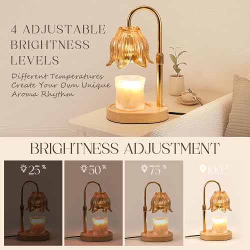 Lily-Inspired Flower Candle Warmer Lamp with Dimmer & Adjustable Height - Gift for Women, Mom, Friend, Housewarming, Christmas, Birthday