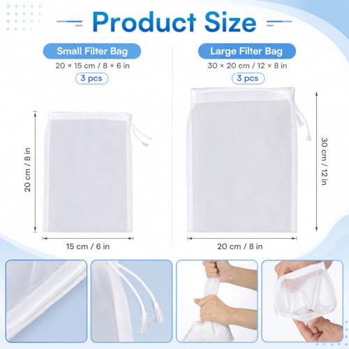 Fine Mesh Brew Bags Set - White Nylon Cheesecloth for Straining, Reusable Kitchen Filter