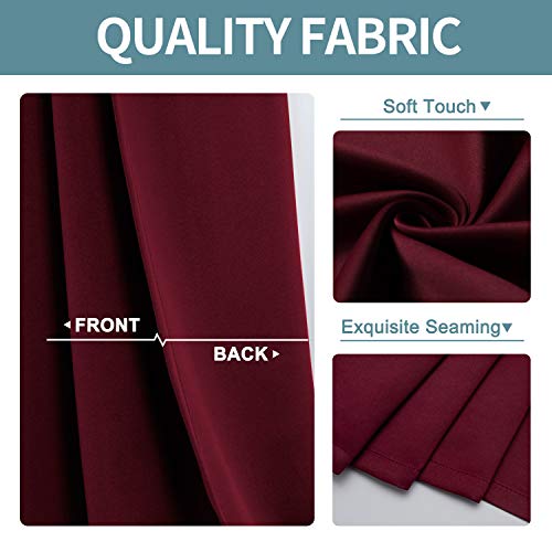 ChrisDowa Burgundyout Curtains 48 inches Long for Bedroom - 2 Panels Set Grommet Thermal Insulated Room Darkening Curtains for Living Room (Burgundy, 42 x 48 Inch)
