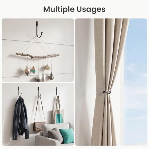 8 Pack Black Metal Curtain Holdbacks Wall Mount Tiebacks