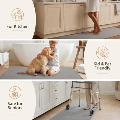 Sunfly Ultra Thin Non Slip Bathroom Rugs Sets 2 Piece Light Grey 17x27 Inches Variation of Light Grey / 2 Pieces