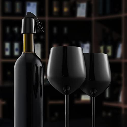 WOTOR Wine Glasses Set of 2, 18oz Stainless Steel Wine Glasses, Unbreakable & Portable Stemmed Metal Wine Glass for Outdoor, Travel, Camping and Pool, Ideal Gift for Wine Lovers (Glossy Dark Grey)