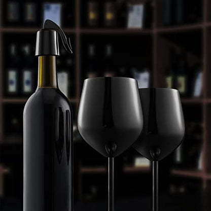WOTOR Wine Glasses Set of 2, 18oz Stainless Steel Wine Glasses, Unbreakable & Portable Stemmed Metal Wine Glass for Outdoor, Travel, Camping and Pool, Ideal Gift for Wine Lovers (Glossy Dark Grey)