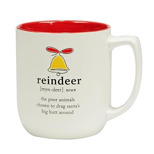 Christmas Fun Red Sayings 16 oz. Ceramic Mug Set of 6 with Variations - Holiday Drinking Cups