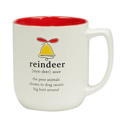 Christmas Fun Red Sayings 16 oz. Ceramic Mug Set of 6 with Variations - Holiday Drinking Cups