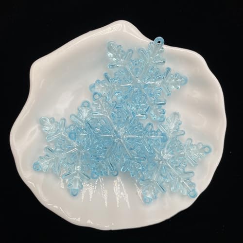 Blue Acrylic Snowflake Ornaments - 20pcs 1.7 Inch Christmas DIY Decorations