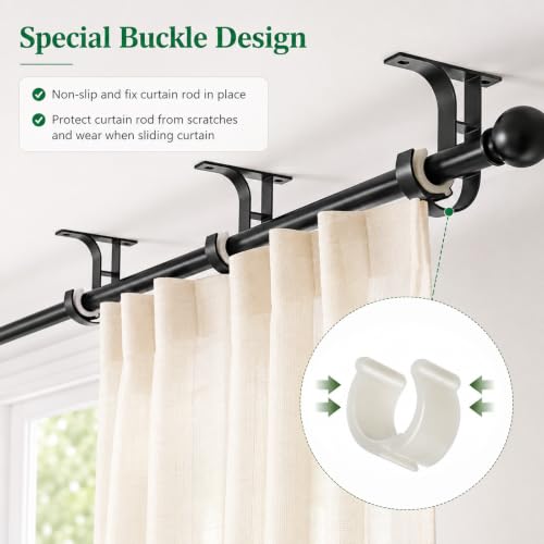 Heavy Duty Ceiling Curtain Rod Holder Set - 4 Brackets, Aluminum Support