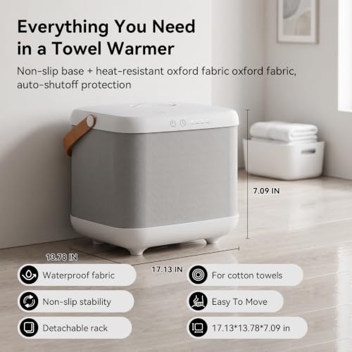 Foldable Bathroom Towel Warmer with Removable Rack & Aroma Box, 35L Capacity
