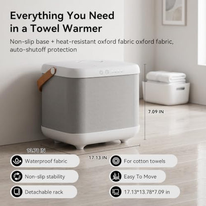 Foldable Bathroom Towel Warmer with Removable Rack & Aroma Box, 35L Capacity
