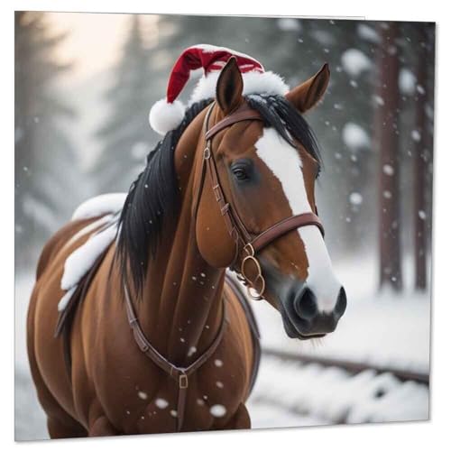 Horse Christmas Card 145x145mm - Eco-Friendly Holiday Greeting Card