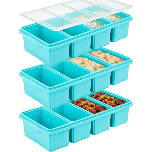 Blue Silicone Freezer Tray with Lid - 12 Cups, Leak-Proof, Oven Safe