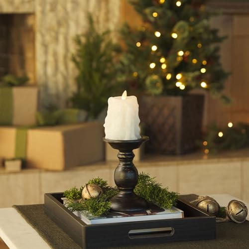 Heavy Wax Drip White Pillar Candle, 3.4 x 4.5 in, Flameless LED (Variation of THIS listing)