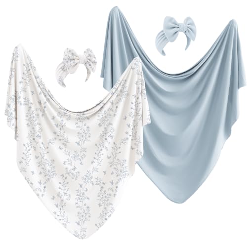 Baby Swaddle Blanket 2-Pack 41x41 Inches Soft Stretch Receiving Blankets