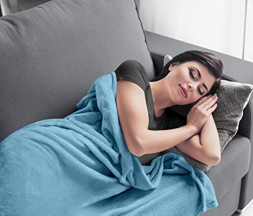 Utopia Bedding Washed Blue 300GSM Fleece Blanket (King Size - 90x84 Inch) Luxury Soft Bed Blanket (Bulk Pack of 9)