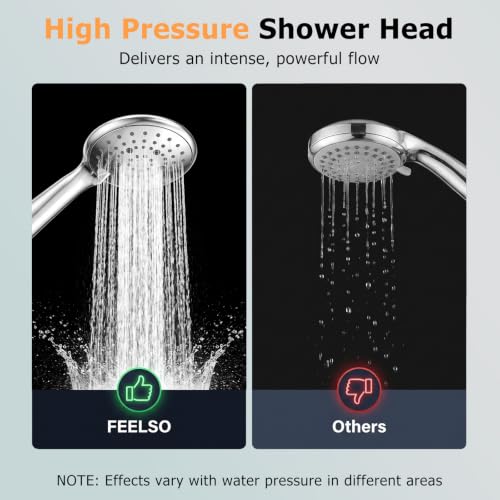 FEELSO High Pressure Handheld Shower Head Chrome - Shower Head Only