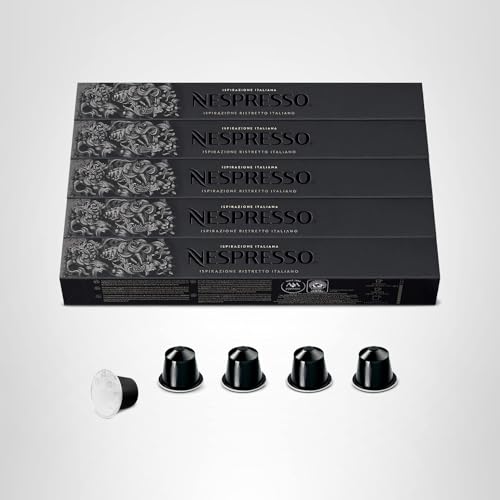 Nespresso Capsules Original Line, Ristretto Intenso, Dark Roast Coffee, 50 Count Coffee Pods