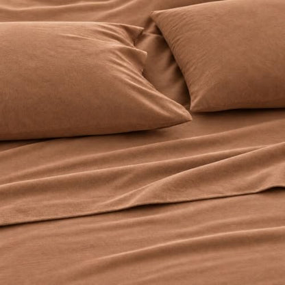 Queen Size Flannel Sheet Set - Solid Adobe, 100% Turkish Cotton, Double-Brushed, Cozy Winter Bedding