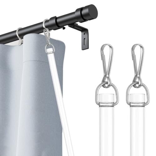 2 Pack 17-Inch Clear Curtain Pull Wand with Hook for Window Blinds
