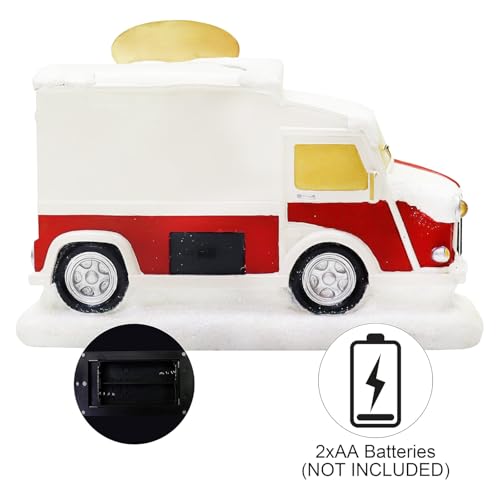 Christmas Village Lighted Food Truck Decor - Hand-Painted Holiday Tabletop Scene with LED Lights - MOMENTS IN TIME