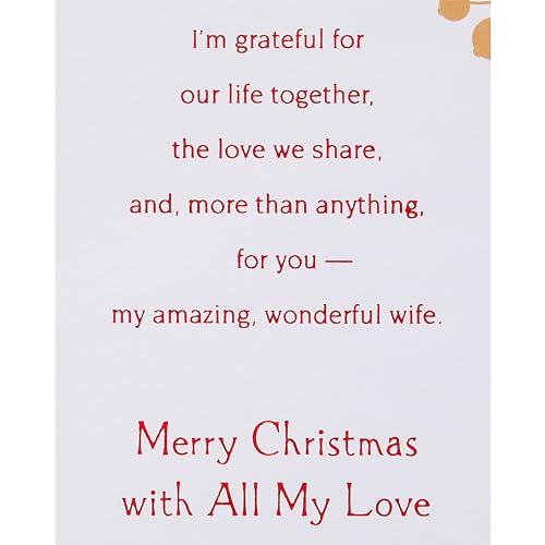 Romantic Christmas Card for Wife with Detachable Keepsake Ornament - Holiday Greeting