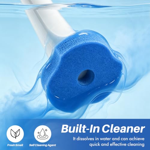 Disposable Toilet Brush Set with 30 Refills, Extended Handle & Holder