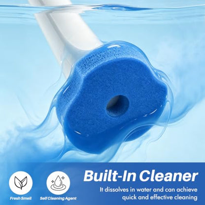 Disposable Toilet Brush Set with 30 Refills, Extended Handle & Holder
