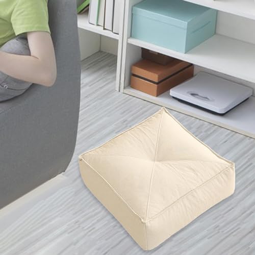 Meditation Floor Cushion Linen Seat Pad with PP Beads - Khaki