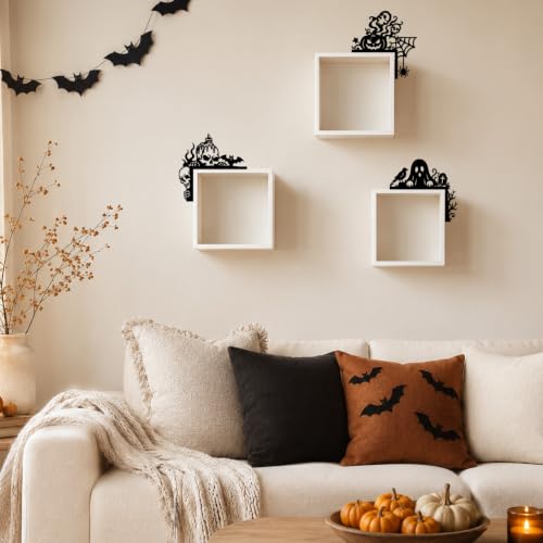 Halloween Door & Window Corner Decor Set - Pumpkin, Black Cat, Skull, Ghost Wooden Toppers