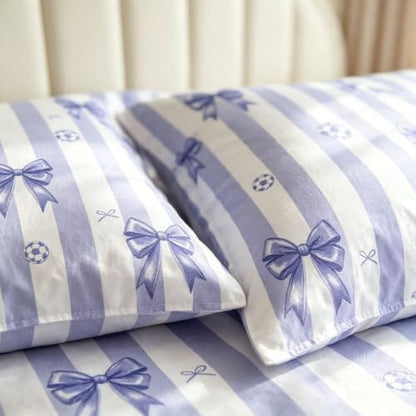 Purple Soccer Bow Comforter Cover Set - Full Size, Teen Bedroom Decor