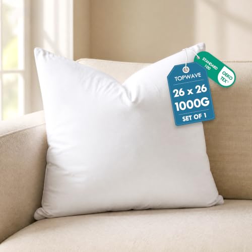 26x26 Decorative Throw Pillow Insert - White, High-Fill Support