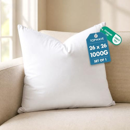 26x26 Decorative Throw Pillow Insert - White, High-Fill Support