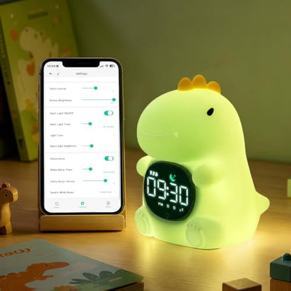 Kids Alarm Clock with APP Control & Night Light - Dinosaur Variation