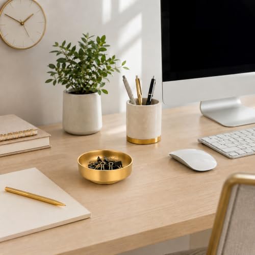 Gold Paper Clip Holder - Desk Organizer for Office & Home
