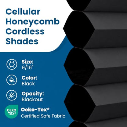 Cordless Cellular Shade Black Custom Size - BlindsAvenue
