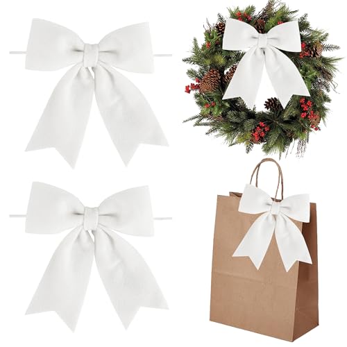 White Felted Christmas Bows 5 Inch - Pack of 24 Holiday Gift Wrapping & Decor
