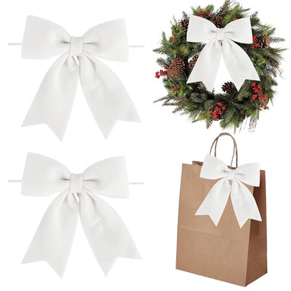 White Felted Christmas Bows 5 Inch - Pack of 24 Holiday Gift Wrapping & Decor