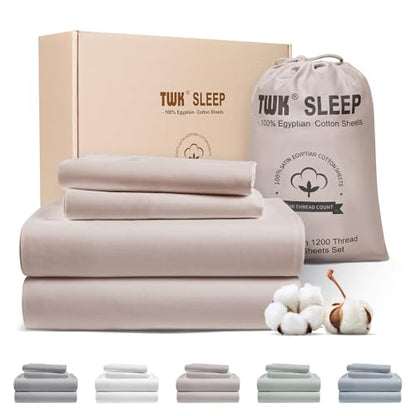Egyptian Cotton Bed Sheets Set King Size Deep Pocket Hotel Style Sand