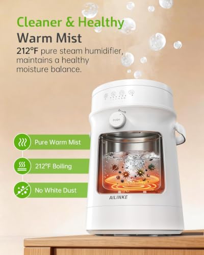 Small Stainless Steel Warm Mist Humidifier 4L with Self-Cleaning for Bedroom