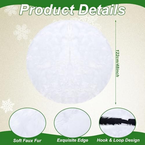 White Christmas Tree Decor Set with Faux Fur Bow Skirt and Ornaments