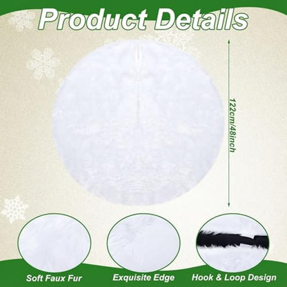 White Christmas Tree Decor Set with Faux Fur Bow Skirt and Ornaments