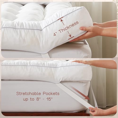 5 Inch King Memory Foam Mattress Topper - White King Size, Back Pain Relief