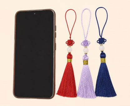Korean Hanbok Norigae White Knot Tassel Charm Ornament for Bags & Decor