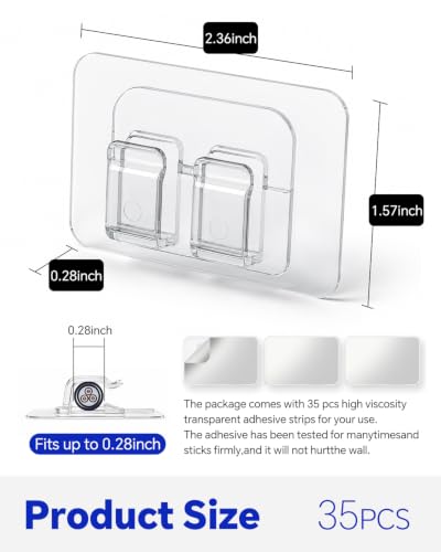 Outdoor String Light Clips with Clear Adhesive - 35 Pack Waterproof Hooks