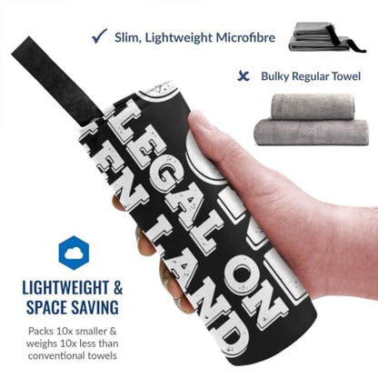 Extra Large Funny Bath Towel - No One Is Illegal On Stolen Land, 27.5 x 55 Inches, Lightweight & Quick Dry, Soft & Absorbent, White